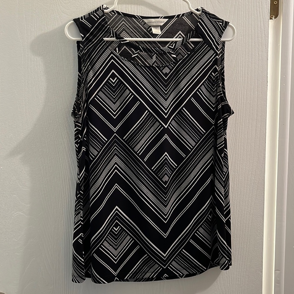 Black and White Tank Blouse